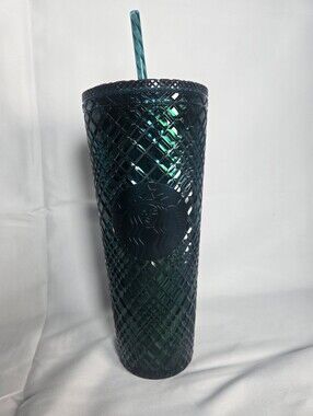 Starbucks 2021 Holiday Emerald Green Jeweled Grid Tumbler (Venti 24 oz)